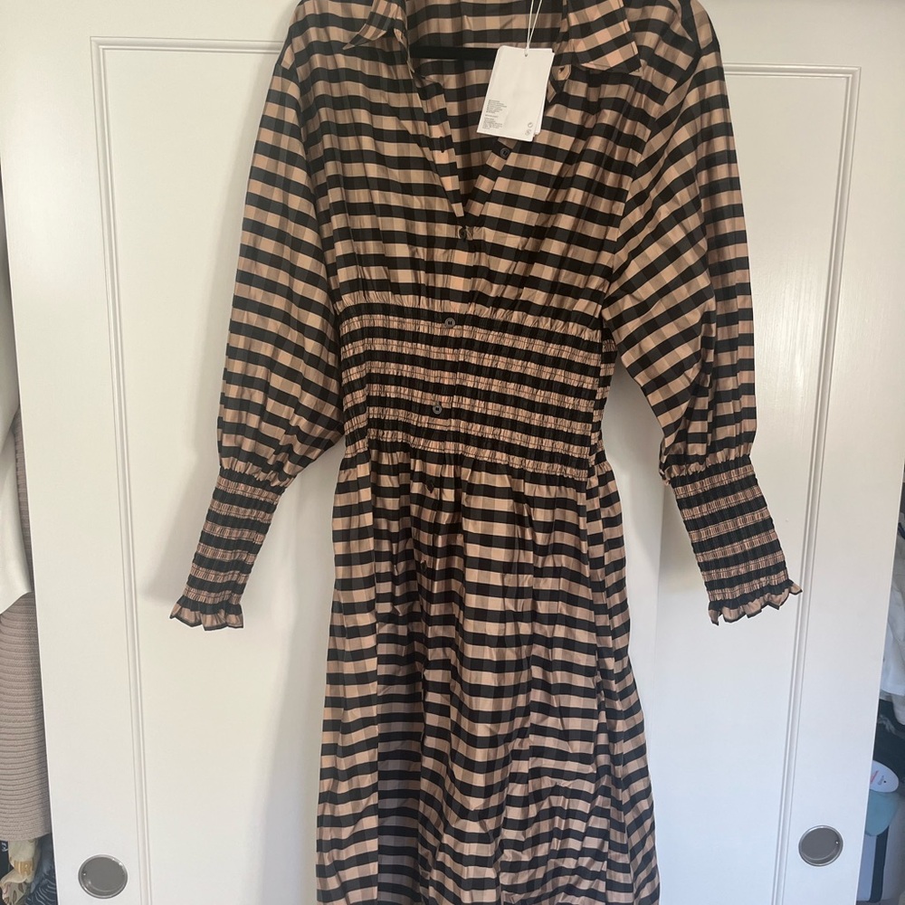 & other stories Chic Black and Beige Checkered Dress